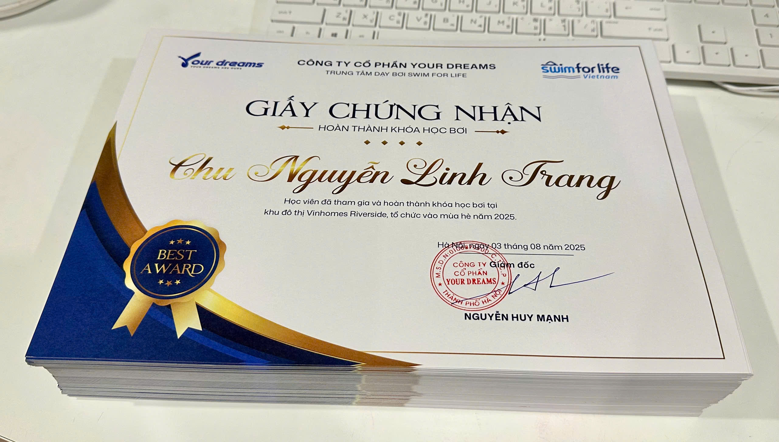 Giấy chứng nhận hoàn thiện khóa học